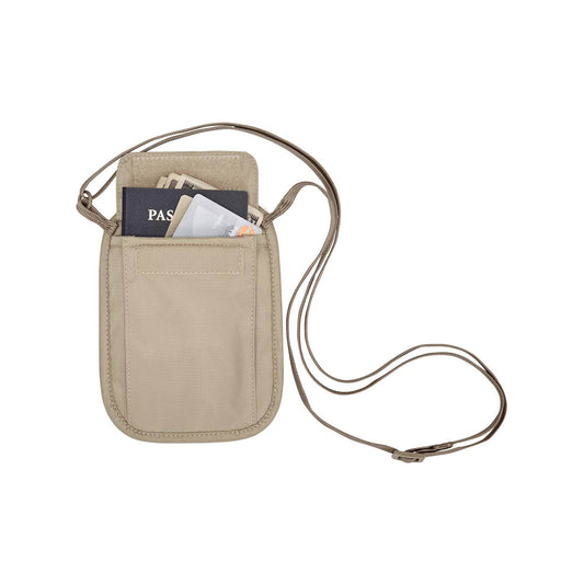 RFID BLOCKER NECK WALLET - TAN