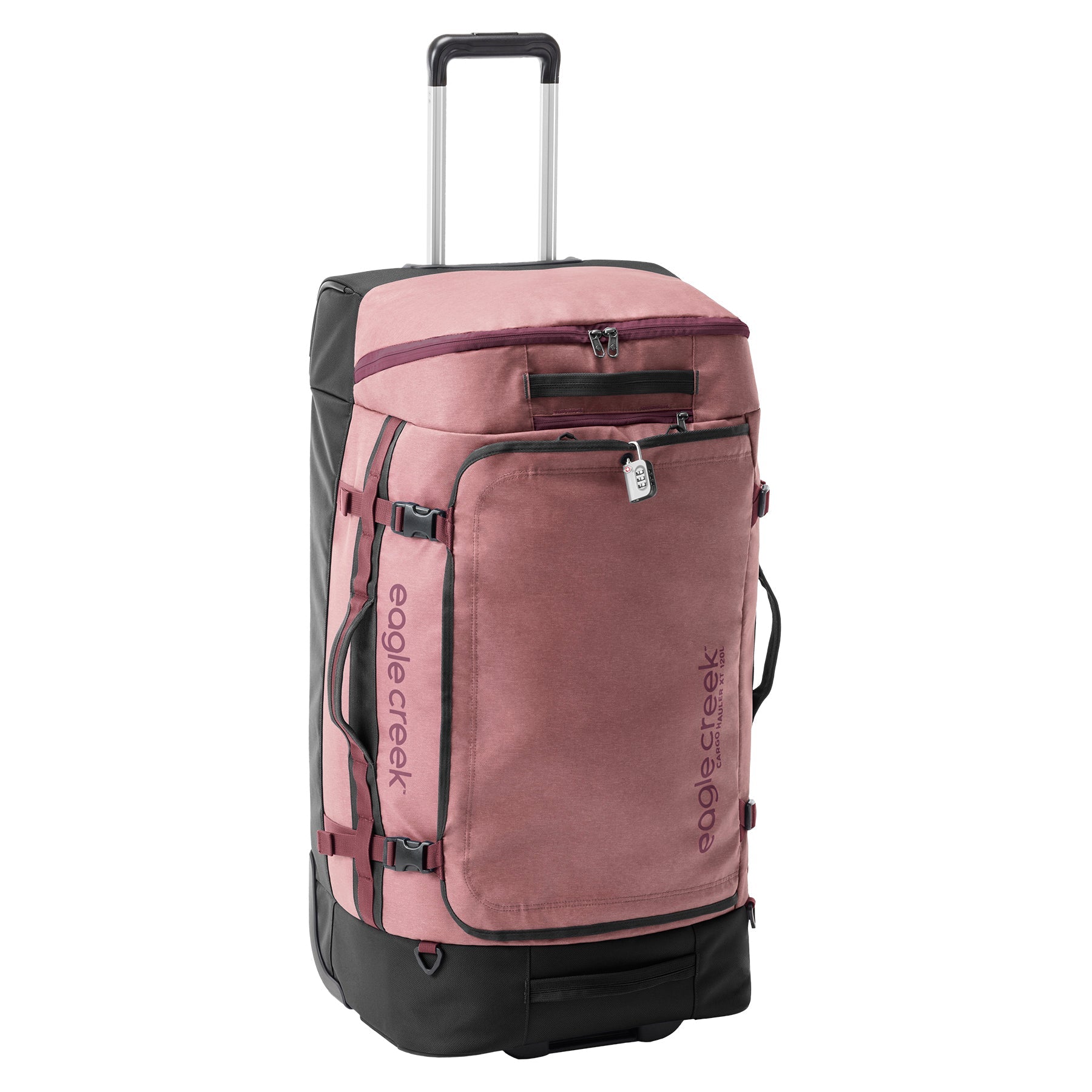 eagle creek duffel bag or patagonia Cargo Hauler Wheeled Duffel, 110L, Duck Green | Durable for Travel, Easy Access Compartment, Deployable Backpack Straps, Lockable Zipper Opening combined with multiple carry options and an uncomplicated design Cargo Hauler Eagle Creek 80l