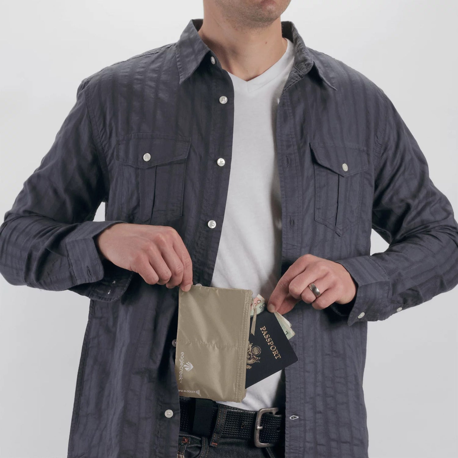 Poche Cachée Avec Blocage RFID - TAN View 